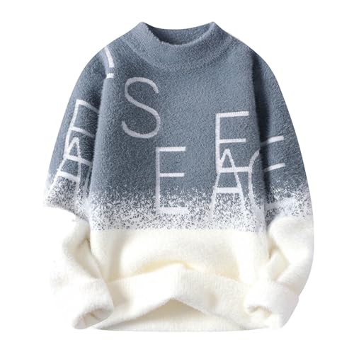 Men's Color Block Graphic Sweaters Oversize Cable Knitted Pullover Jumper Crochet Couple Crewneck Pullovers Sweater