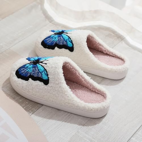 Image of Women's Men's Happy Face Heart-shaped Cat Slippers - Retro Leopard Print, Memory Foam, Soft Plush, Warm, Anti-Slip Home Shoes