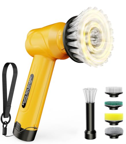 Image of Battery Electric Spin Scrubber Q4, Handheld Scrubber for Cleaning with Display, Power Dish Scrubber with 5 Heads, Shower Cordless Cleaning Brush for Bathroom /Sink /Window