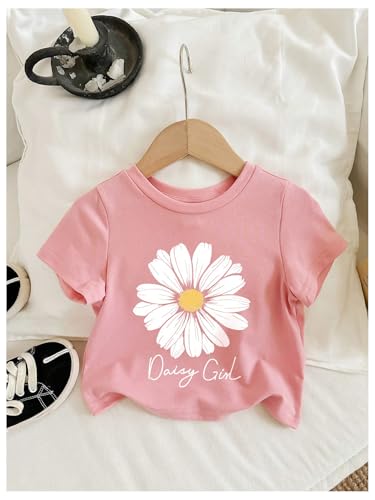 SweatyRocks Girl's 3 Pack T Shirts Floral Letter Graphic Tees Short Sleeve Crew Neck Summer Top4