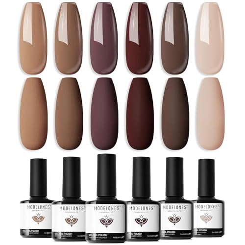 modelones Gel Nail Polish Set - 6 Colors Winter Fall Skin Tone Nude...