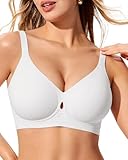 LetsJoli White Bra Wireless Bras for Women No Underwire Seamless Support Comfortable Tshirt Bras Early Fall Fashion(White L)