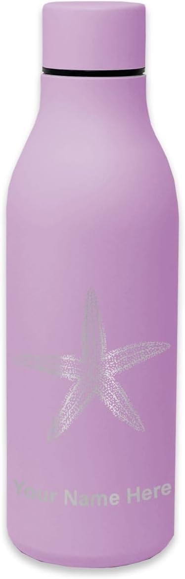 LaserGram Double Wall Stainless Steel Water Bottle, Starfish, Personalized Engraving Included