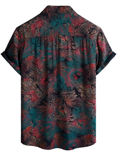 Image of JOTOOK Mens Hawaiian Shirt Short Sleeve Button Down Tropical Shirts Casual Floral Summer Beach Shirt