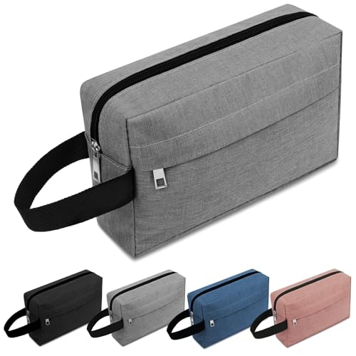 ALIIP Neceser Viaje Hombres, Bolsa de Aseo para Hombre Mujer, Bolsas de Afeitado para Accesorios, Neceser de Maquillaje con 2 Compartimentos y Asa Reforzada para Negocio, Deporte o Vacaciones Gris-B