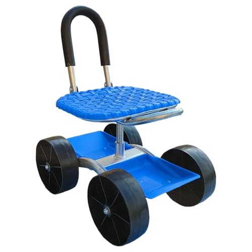 Adjustable Garden Trolley with Seat Rolling Work Cart & 360° Turntable for Gardening Tools Perfect for Outdoor Tasks and Comfortable Gardening Experience