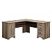 Sauder Harbor View Computer Desk, L: 66.14" x W: 66.14" x H: 30.28", Salt Oak finish