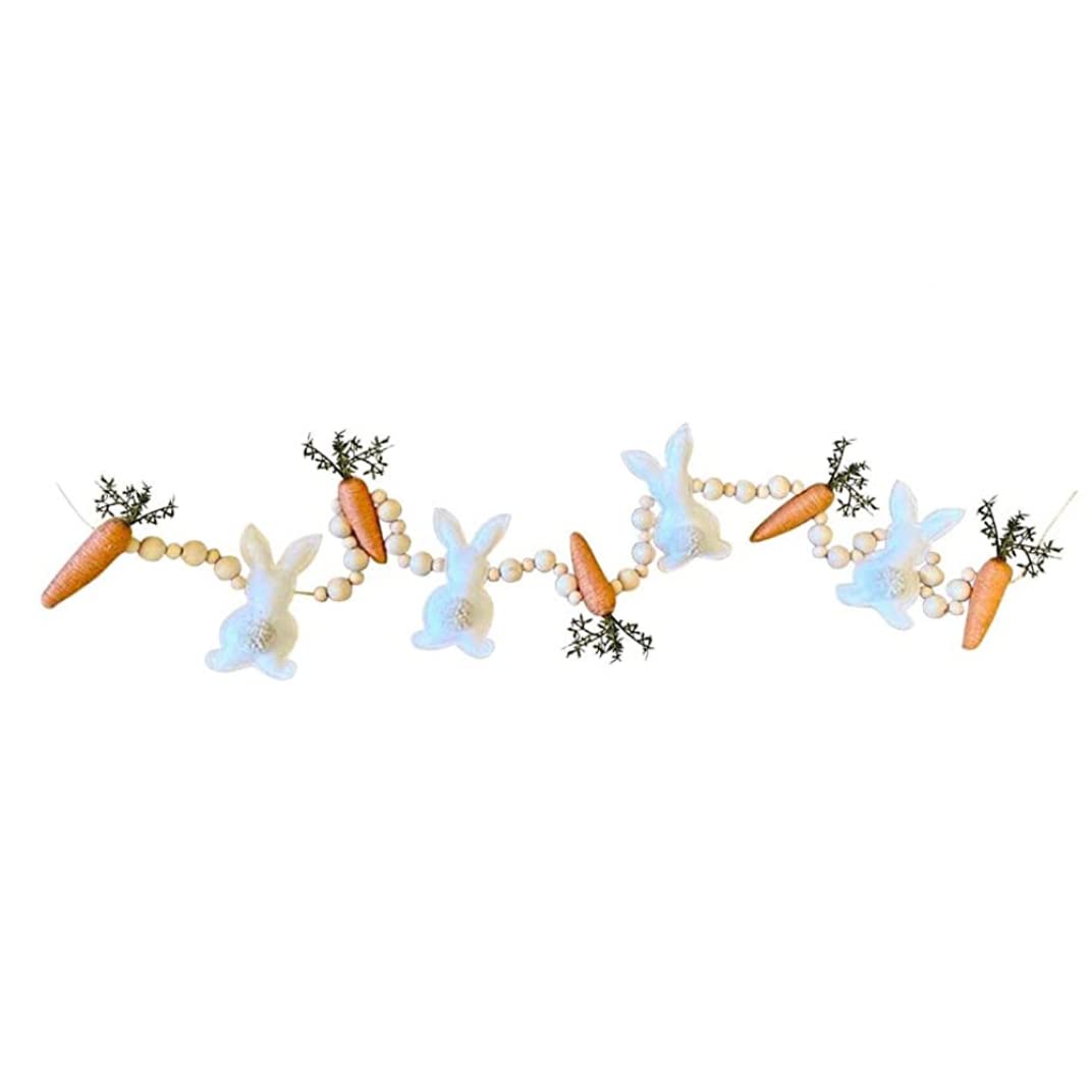 Otbushit Easter Bunny Carrot Garland Easter Banner Decoration Bunny Rabbit Spring Garland Wall Hanging Decor (A)