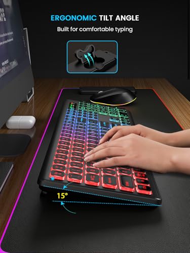 Sablute Wireless Keyboard And Mouse Backlit thumb #7