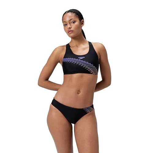 Speedo Women's Placement 2 Piece Swimsuit Swimming Costume Orange Size 38" Approx UK 14