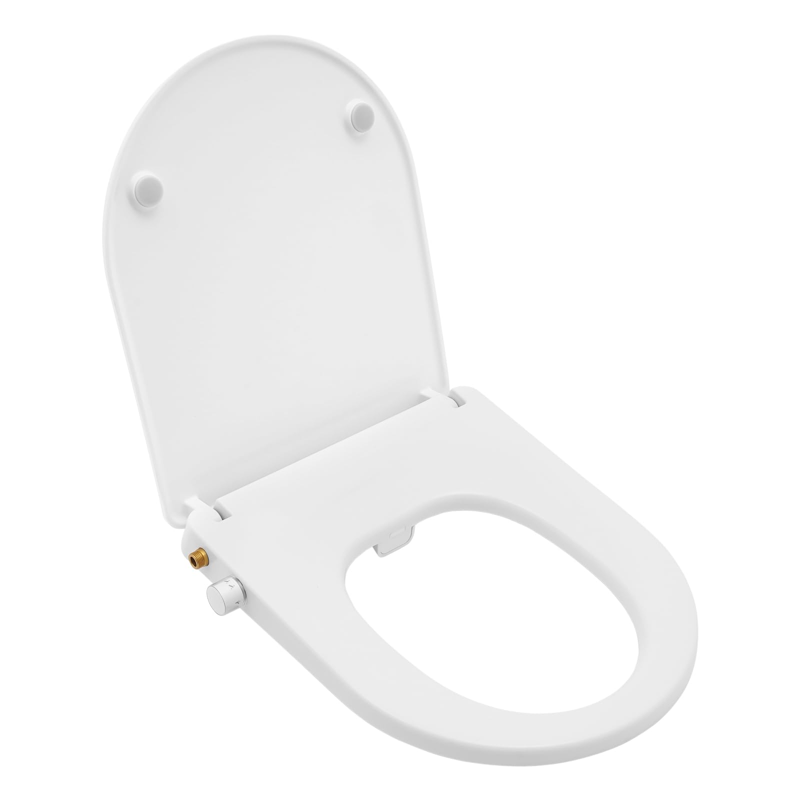 Sedile WC non elettrico bianco con bidet, sedile WC manuale doppio ugello bidet sedile WC con spray d'acqua, per appartamenti, bagni, ospedali, case di cura, 37 x 44 x 8,3 cm