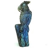 Material: Flash-Labradorit LQCN Papagei Figur Labradorit Flash geschnitzten Stein Tier Statue Heilung Reiki Home Office Decor, ca. 5,5\