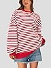 PRETTYGARDEN Womens Striped Oversized Sweatshirt Color Block Crew Neck Long Sleeve Casual Loose Pullover Top Y2K Clothes #2