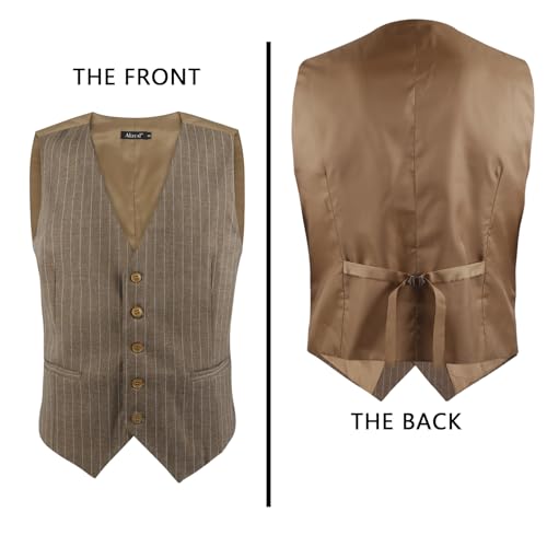 Image of Alizeal Mens Pinstripe Business Vest Formal Fit