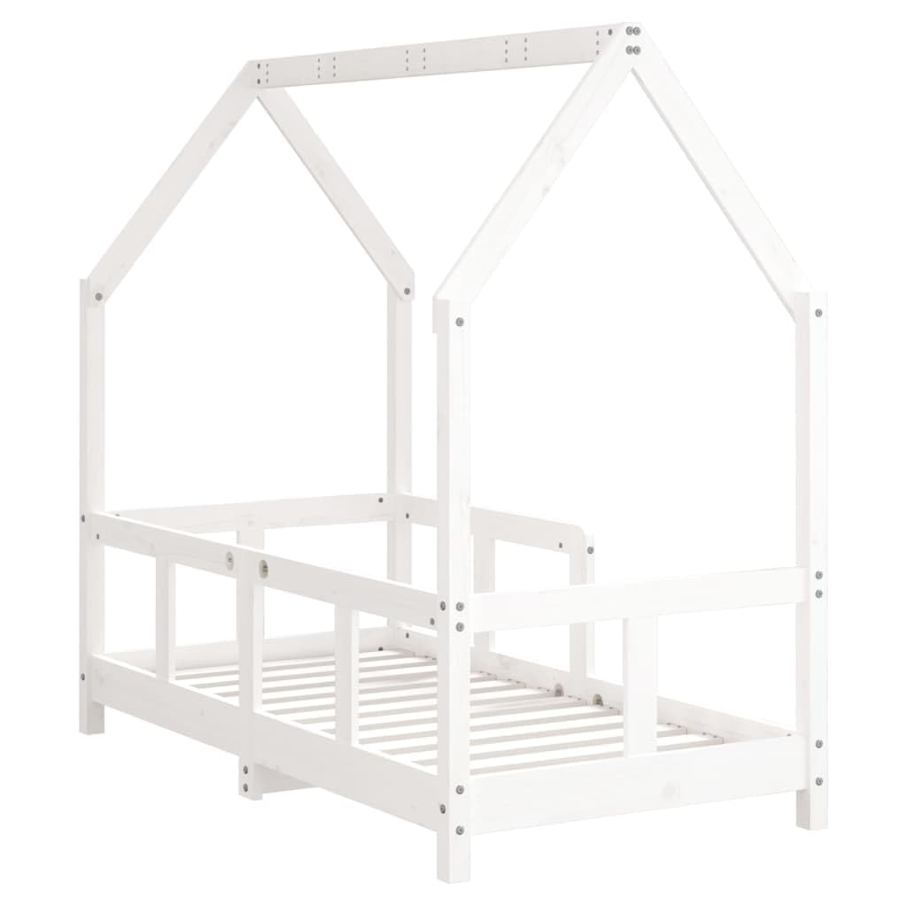 Cama infantil de madera maciza de pino, 70 x 140 cm, con somier, peldaños, protección contra caídas para niños pequeños, convertible y regulable en altura, espacio para dormir para habitación
