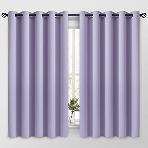 Image of COSVIYA Grommet Room Darkening Lilac Curtains 63 inch Length for Bedroom | Light Blocking Insulated Thermal Curtains for Living Room, Blackout Thick Polyester Window Drapes,62x63 inches, 2 Panels