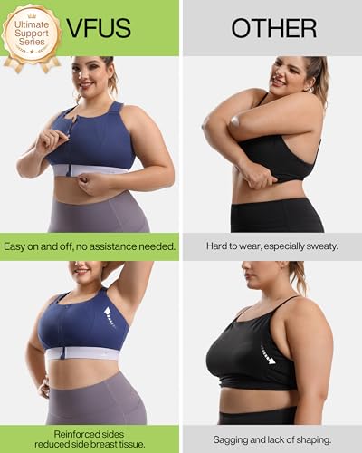 High Impact Sports Bras Non Pads Zip Front Adjustable Racerback Bra for Large Bust Women Workout Running4