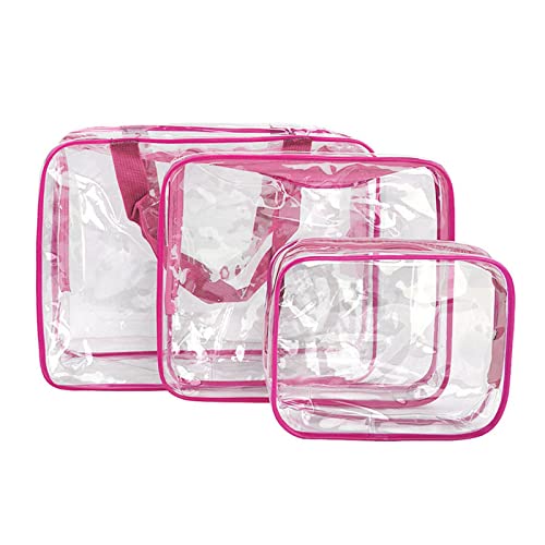 Glamza Lot de 3 sacs de voyage en PVC transparent Rose Cover