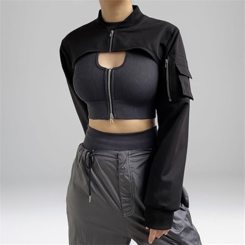 win2win Punk Fashion Crop Shrug Top Women Cargo Shoulder Covers Goth Long Sleeve3