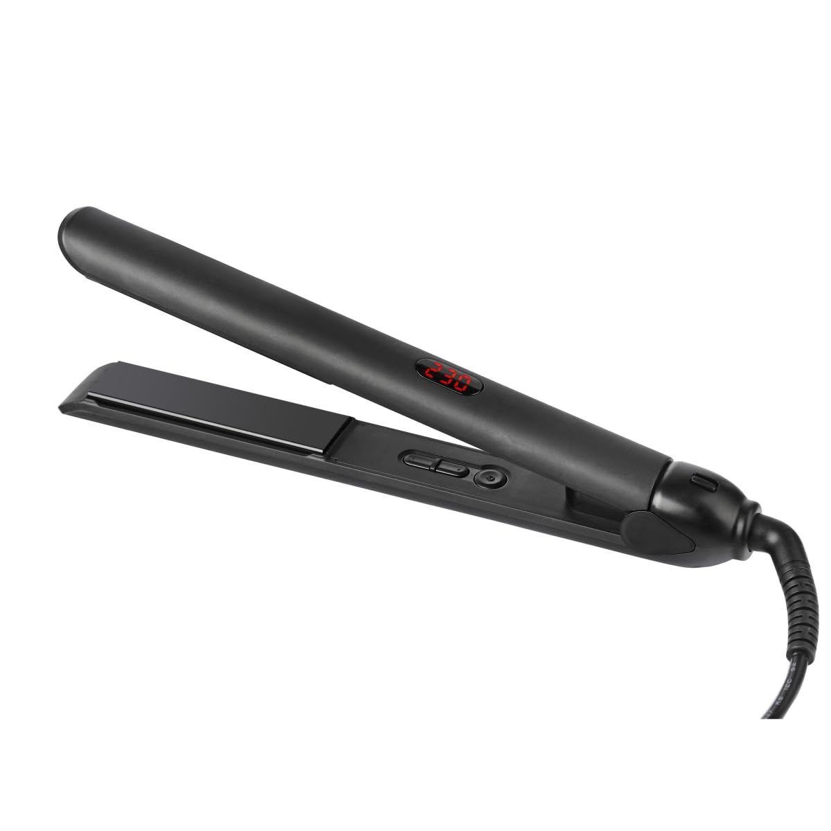 Professional Hair Straightener Black Titanium Flat Iron with LCD Display MCH Hot Plate 360-Degree Rotating Cord 2-in-1 Straightening