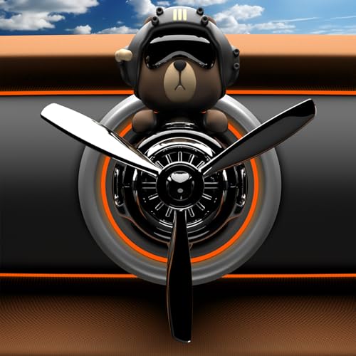 Image of 2Pcs Car Air Fresheners, Cute Bear Pilot Automotive Air Outlet Creative Car Perfume Diffuser, Automotive Accessories Air Vent Decoration with 8 Fragrant Tablets (Black 1+Black 1)