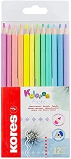 Kores - Kolores Pastel: 12 Coloured Pencils for Kids, Beginners and Adults, Pastel Shades for White, Dark and Craft Paper, Set of 12 Assorted Colours
