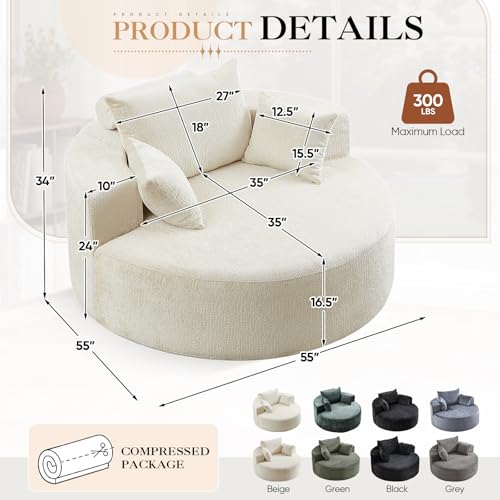 Sillón Redondo Chenille Beige miniatura 2