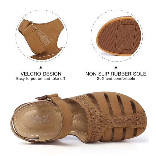 Image of SHIBEVER Wedge Sandals for Women Comfortable Closed Toe Dressy Summer Shoes | Comforta for 40% Enhanced Arch Support Fisherman - No Ankle Rubs for All-day Commutes Lightweight Casual Outdoor Shoes
