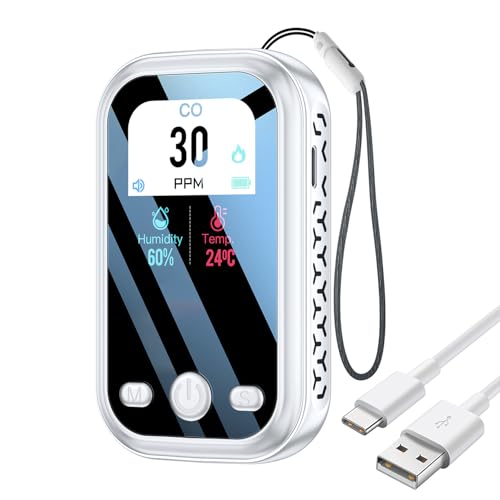 Portable Carbon Monoxide Detector, Large Color Screen CO Detector, High Precision 3 in 1 Carbon Monoxide Alarm (CO Temperature Humidity), for Indoor, Outdoor, Car, and Camping etc