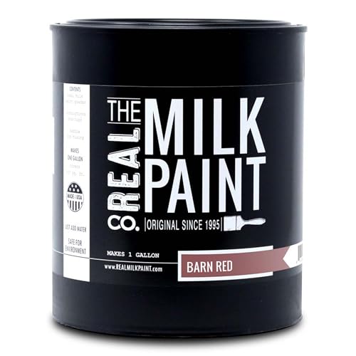 Real Milk Paint, Wood Paint for Furniture, Matte Paint for Cabinets, Walls, Brick, and Stone, Water Based Organic, No VOC, Barn Red, 1 Gallon