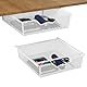 Set of 2 Schreibtisch-Organizer, Unter Tisch Schublade Große Kapazität Veranstalter, Metallschublade Untertisch-Aufbewahrungsbox, Versteckte Schubladenboxfür Büro zu Hause Schule, Weiß