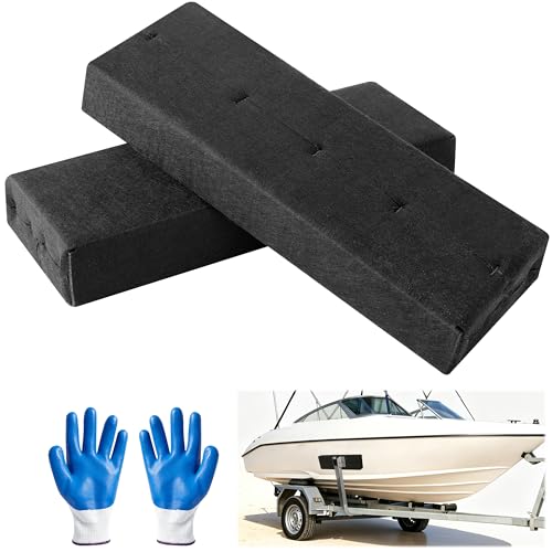 SHANGXING 2 Pcs Boat Trailer Bunk Boards 12 L Carpeted Boat Trailer Bunks with Full Protection Black Marine Bunk Boards to Provide Extra Support Prevent Scratched