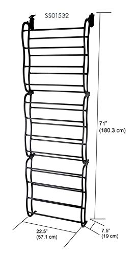 Home Basics Shoe Rack For 36 Pair Over The Door Space Saver Shelf Closet Wall Hanging Organizer Storage Stand, Black #TOP1