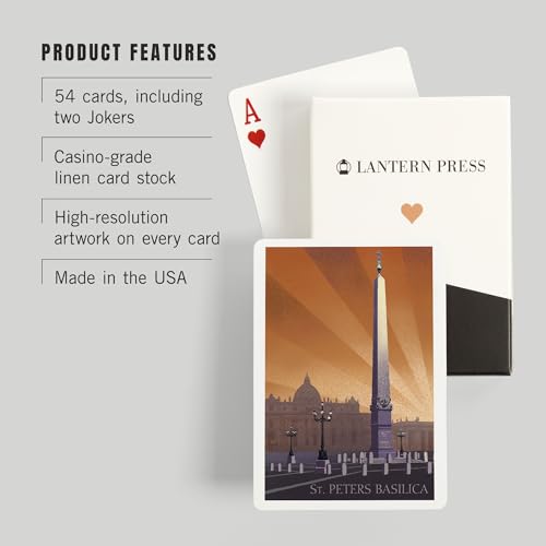 Lantern Press Rome, Italië, St Peters Basilica, Baraja Poker 52 cartas miniatura 3