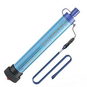 Lixada Filtre à eau extérieur Système, filtration de purificateur d’eau de paille Filetage inférieur Conception de film d’ultrafiltration pour le camping d’urgence Voyager Randonnée pédestre