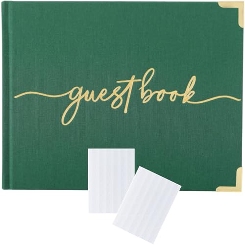 Olive & Lark Guest Book Forest Green, 100 Pages, 8.5x11 Inches, Linen, Love Theme, Personalized, Perfect for Weddings, Baby Showers, Birthdays