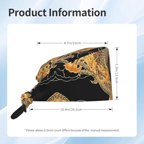 Image of Cute Pug Dog Print Working Cap Scrub Cap with Sweatband,Adjustable Fashion Bandage Tie Back Hat Headwear for Women Men
