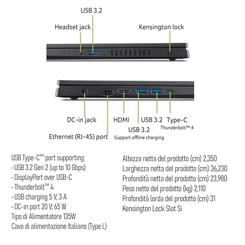 Notebook, Intel Core i9-13900H, fino a 5,4GHz, NVIDIA GeForce RTX 5060 8Gb GDDR7, RAM 32Gb, SSD pci nvme da 1Tb, 15.6" FHD IPS 165Hz, Wi-Fi 6e, Thunderbolt 4.0, Win 11, ready to use - Notebook - Immagine 4
