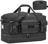 FRETHIND Bolsa de deporte para hombre de 50 l con compartimento para zapatos, bolsa de viaje grande con neceser, juego de bolsa de gimnasio, gimnasio, fitness, sauna, fútbol, Negro , large, táctico