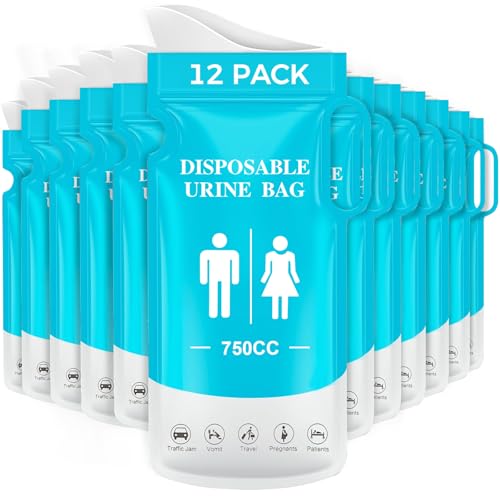 koliprnt Urinbeutel für Unterwegs 750ml Pack of 8， Pinkelhilfe für Frauen Einweg，Urinflaschen für Männer， Wee Pee Bag for On The Go, Camping, Travel, Car Travel, Outdoor
