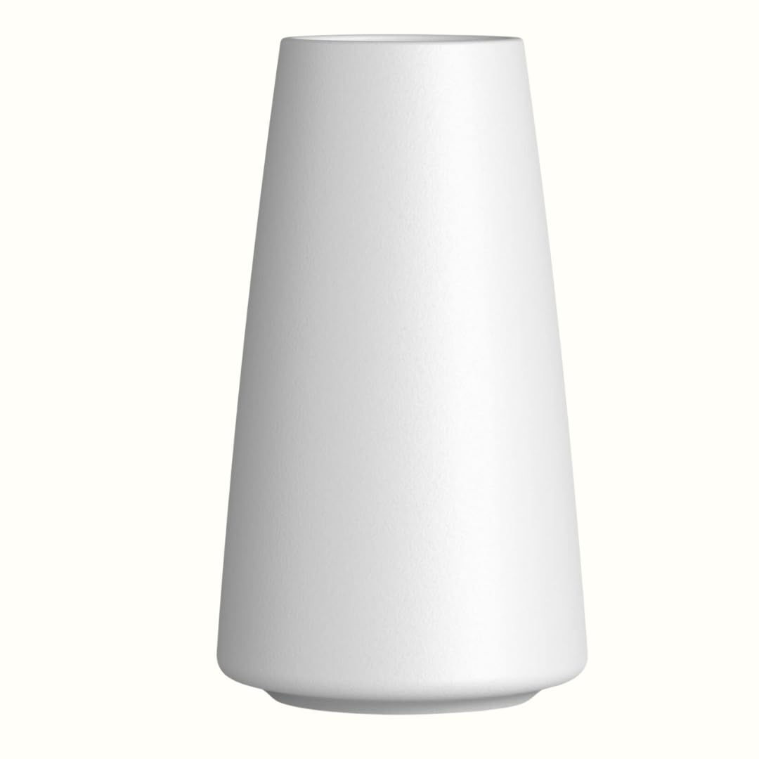 OODLESFLY Luxury White Ceramic Vase | Pampas Grass Vase | Flower Vase for Home Decor | Vases for Flowers for Farmhouse, Modern Desk Aesthetic Room Decor, White Vase for Bohemian Decor (White)