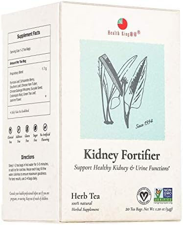 Health King Kidney Fortifier Herb Tea, Teabags, 20-Count Box (Pack of 4)