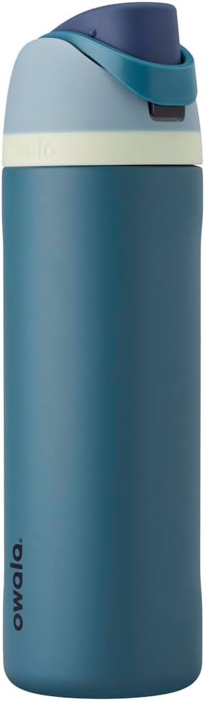 Owala FreeSip Insulated Stainless Steel Water Bottle with Straw and Lid, 24 oz BPA Free, Keeps 24 Hours Cool for Sports and Travel, Denim