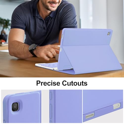 Image of Keyboard Case for Samsung Galaxy Tab A7 10.4inch 2022 /2020, Magentic Protective Cover with Pencil Holder, Detachable Wireless Bluetooth Keyboard, Purple