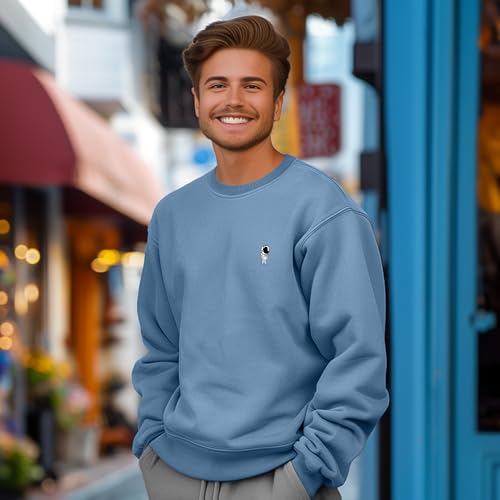 DALIX Astronaut Embroidery Relaxed Crewneck Sweatshirt Soft Fleece Fit Lounge Mens4