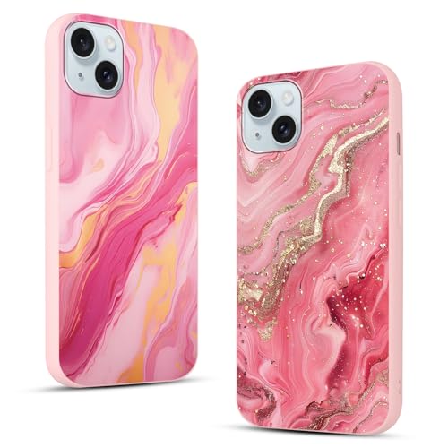 Phoona 2 Piezas Funda para iPhone 15 Plus 6,7'', Aesthetic Marmol Dibujos Diseño Suave TPU Ultrafina Silicone Cover Antigolpes Anti-Arañazos Bumper Protección de Cámara Case para Mujer