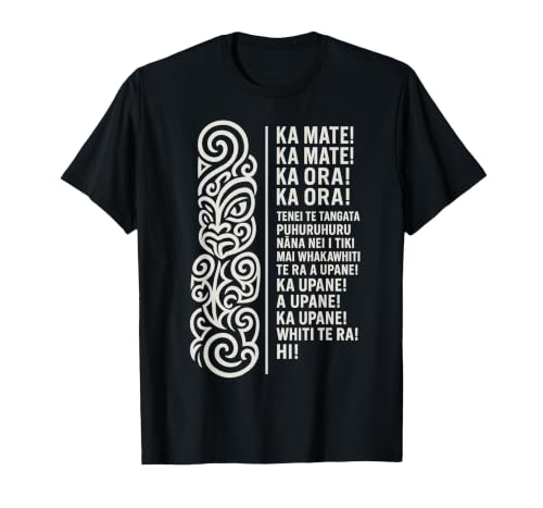 New Zealand Maori Haka Ka Mate Song Rugby T-Shirt, Men, Black, 3X-Large