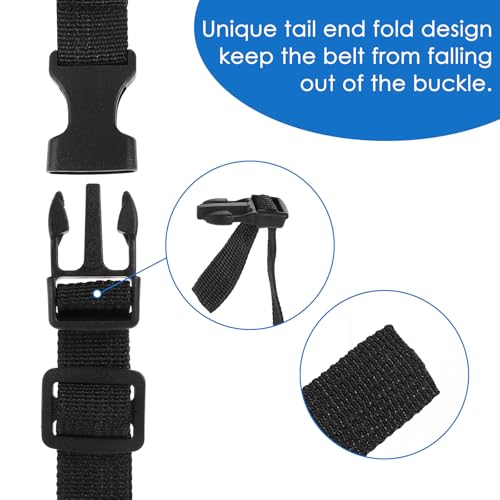 4 Pcs Black Nylon Strap Utility Straps with Quick Release Buckles, Backpack Accessory Adjustable Fixed Belt for Hiking Traveling Camping Outdoor Sports (Black, 0.78\" Width, 41.33\" Length)