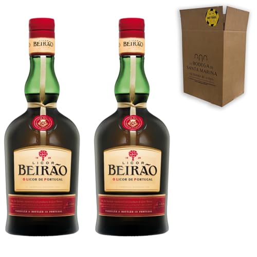 Licor Beirão | Licor Portugués Clásico | Sabor Dulce y Aromático con Hierbas y Especias | Perfecto para Cócteles o Disfrutar Solo | Pack 2 Botellas 175cl Magnum