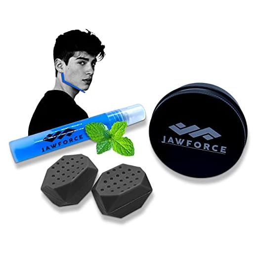 JawForce Jaw Exerciser for Men & Women, 5 Piece Set, 2 Small Size Jawline Exerciser with Breath Freshener, User Manual and Pocket Size Container - Define your Jawline and Neck - Grey Beginner Level